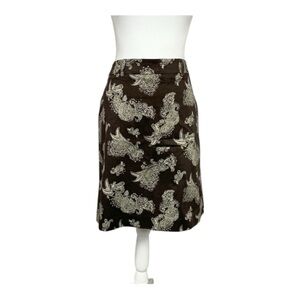 Kenar Brown & Cream Paisley Side Slit Skirt Size 12